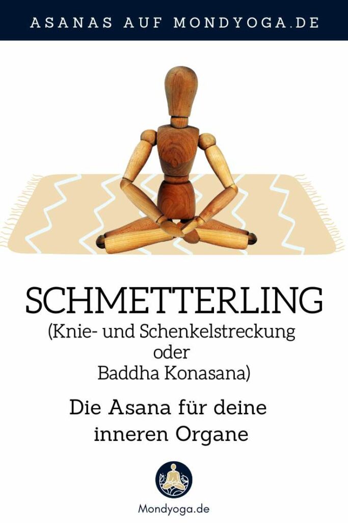 Schmetterling oder Knie- und Schenkelstreckung oder Baddha Konasana